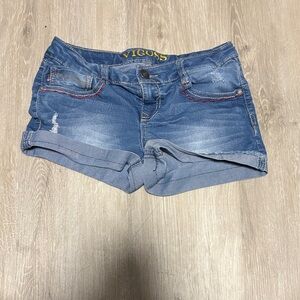 Vigoss Kids Blue Denim Shorts with Red Stitching